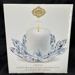 Shannon Crystal‎ By Godinger Crystal Lotus Candle Holder 3" Pillar candle NEW